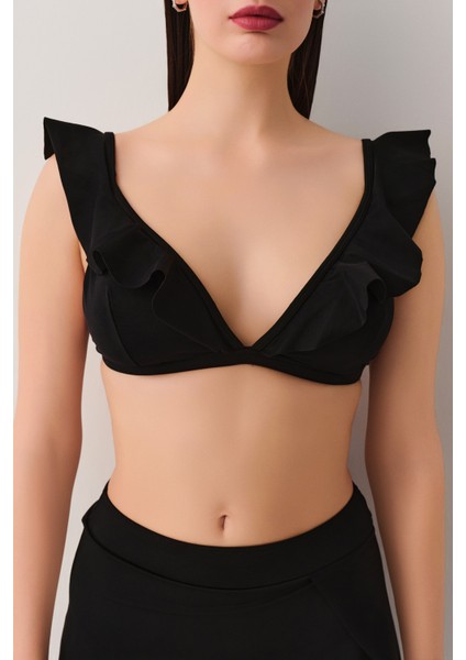 Volanlı Üçgen Bikini Üst