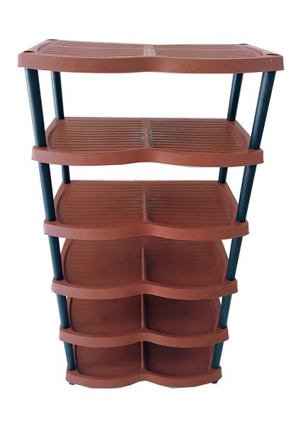Plastik Ayakkabılık ve Terlik Rafı 6 Katlı - Kahverengi fiyatları