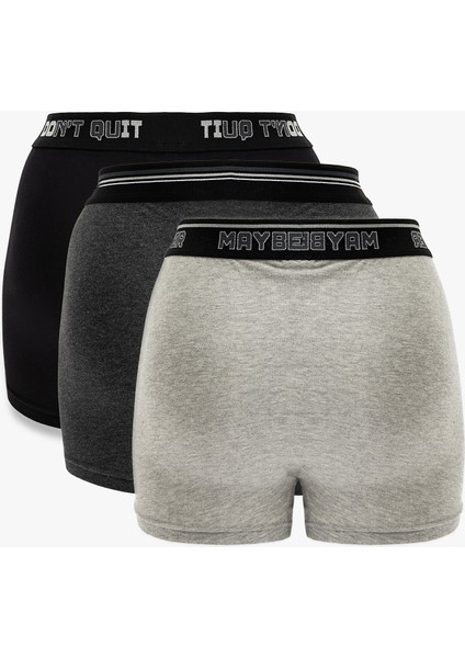 Lastik Detaylı Pamuklu 3'lü Boxer Seti