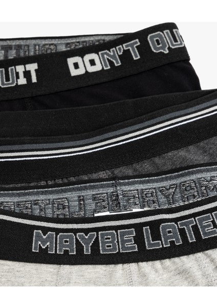 Lastik Detaylı Pamuklu 3'lü Boxer Seti