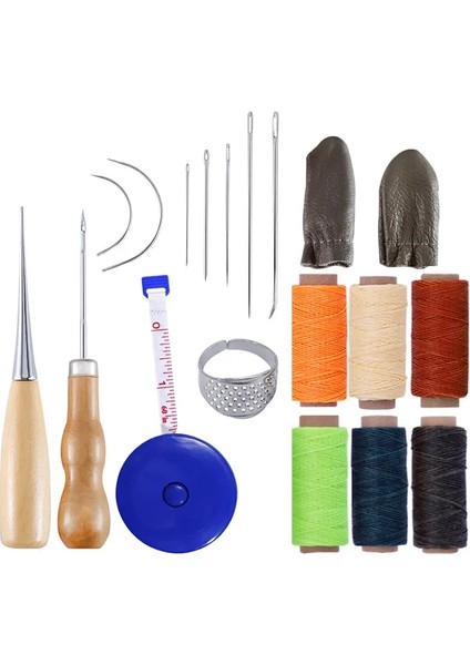 R Tarzı Deri Dikiş Iğneleri Dikiş Bız Iğne Seti Iplik Yüksük Ayakkabı Tamir Aracı Leathercraft Aracı Setleri El Alet Takımı (Yurt Dışından)