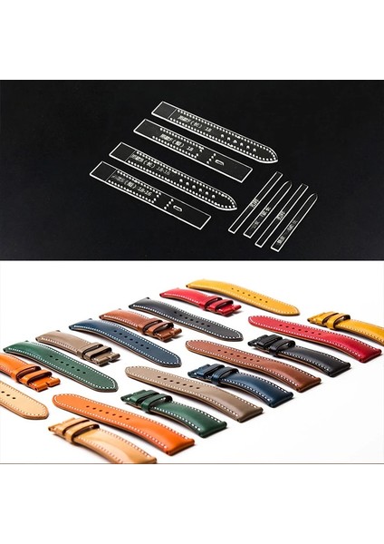 ERKEK-D20-18 Tarzı Dıy El Yapımı Deri Kol Saati Kayışı Akrilik Şablon Dikiş Çizim Kordonlu Saat Şeffaf Tasarım Desen Deri Şablon Aracı (Yurt Dışından)
