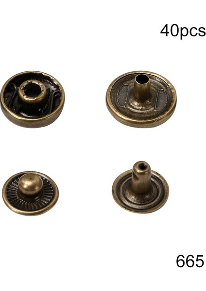 NO.665 Tarzı Deri Çıtçıt Seti 40 Takım Metal Düğme Çıtçıt Basın Çıtçıt ile Dikiş Mat ve Çekiç Giysi, Ceketler Deri Çanta (Yurt Dışından)