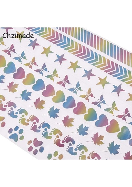 SYP0036-08 Tarzı Chzimade 1 M x 3 cm Renkli Yıldız Ayak Izi Yansıtıcı Etiket Bantları Isı Transferli Vinil Film Dıy Demir On Konfeksiyon Dikiş El Sanatları (Yurt Dışından) indirimleri