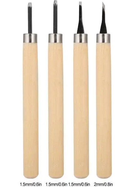 No.1 Stili 4 Adet Ahşap Oyma Bıçağı Manuel Kalemtıraş Damga Bıçaklar Oyma Gravür Çalışma Alet Takımı Dikiş Aksesuarları Tamir El Aletleri (Yurt Dışından)