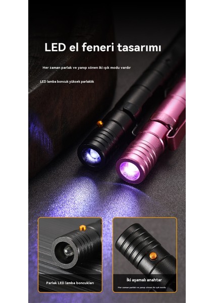 Açık Paslanmaz Çelik LED Aydınlatma Kendini Savunma Kamp Kalem Aracı (Yurt Dışından)
