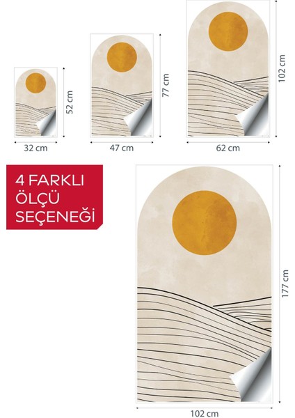 Kendinden Yapışkanlı Oval Kesim Iskandinav Nötr Tarzı Duvar Kağıdı Stickeri, Kolay Uygulama