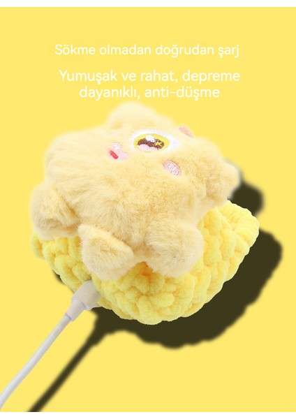 Sevimli Karikatür Yün Örgülü Kulaklık Çantası (Yurt Dışından)