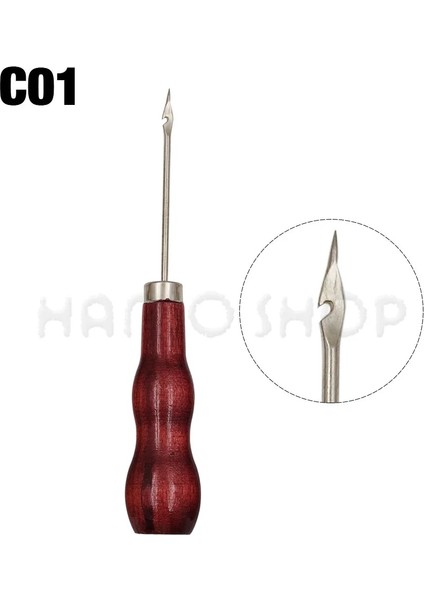C01 Stili Ahşap Saplı Awl Dikiş Dikiş Aracı Delme Deri Delik Zımba Awl Dıy El Yapımı Dikiş Dikiş Ayakkabı Tamir Aracı (Yurt Dışından)