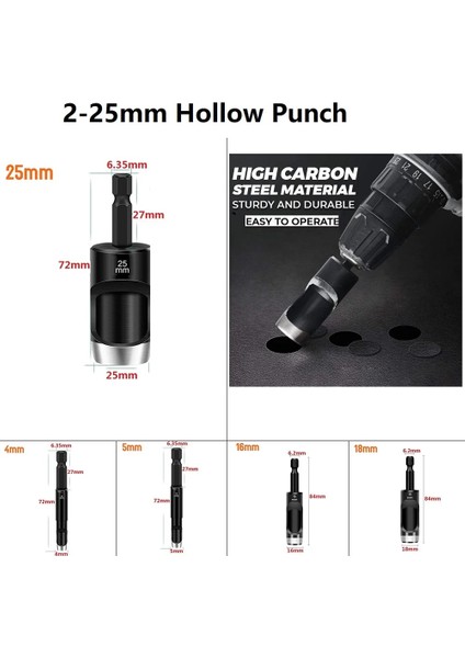 25MM Tarzı Deri Delik Delme Aracı Hex Shank Karbon Çelik Yuvarlak Içi Boş Yumruk Matkap Uçları Çok Amaçlı Modelleme Hobi El Sanatları (Yurt Dışından) modelleri