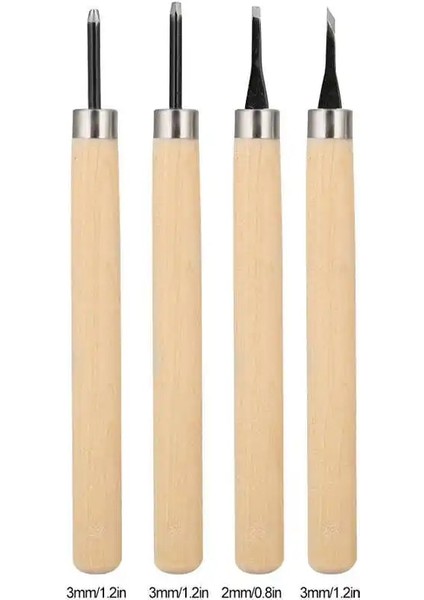 No.4 Stili 4 Adet Ahşap Oyma Bıçağı Manuel Kalemtıraş Damga Bıçaklar Oyma Gravür Çalışma Alet Takımı Dikiş Aksesuarları Tamir El Aletleri (Yurt Dışından) fırsatları