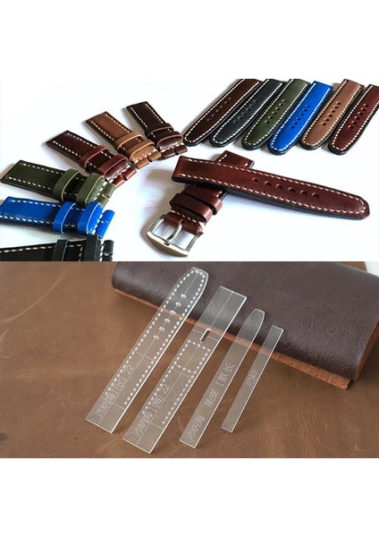 STRAP-P-D20 Stili Dıy El Yapımı Deri Kol Saati Kayışı Akrilik Şablon Dikiş Çizim Kordonlu Saat Şeffaf Tasarım Desen Deri Şablon Aracı (Yurt Dışından) modelleri