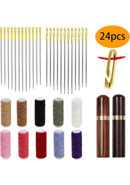 Tip4 Tarzı Paslanmaz Çelik Dikiş Iğneleri Kendinden Dişli Kör Iğne Büyük Göz Iğnesi Diş Açma Giyim Dikiş Şişeleri Ile Dikiş Ipliği (Yurt Dışından)