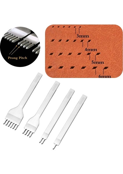 No.4 Stili mm Aralığı Yumruk Aracı Deri Delik Keski Elmas Bağlama Dikiş Kanal Açma Dikiş Dıy Deri El Sanatları Prong (Yurt Dışından) fiyatları