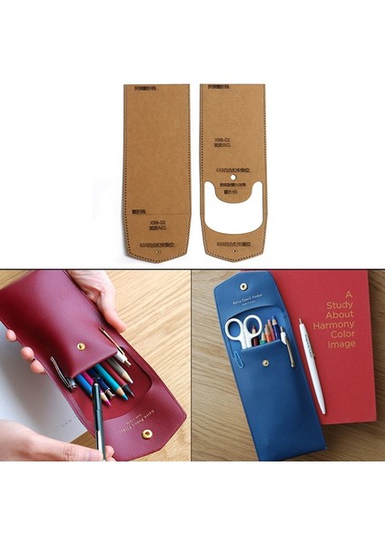 1 Takım Dıy Kraft Kağıt Şablonu Yeni Yaratıcı Kalem Kutusu Kırtasiye Çantası Deri El Sanatları Desen Dıy Stencil Dikiş Desen 10*19.5 cm (Yurt Dışından)