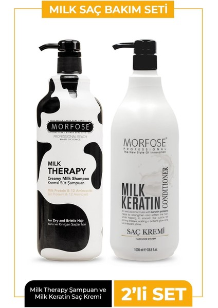 Milk Therapy Şampuan 1000 ml - Milk Keratin Saç Bakım Kremi 1000 ml