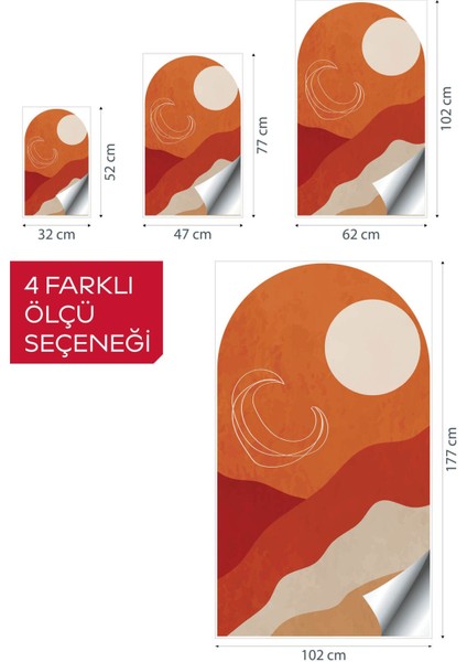 Kendinden Yapışkanlı Oval Kesim Minimalist Soyut Manzara Duvar Kağıdı Stickeri, Kolay Uygulama