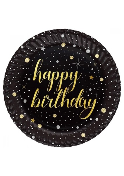 Karton Tabak 8'Li 23Cm Happy Birthday Işıltılı