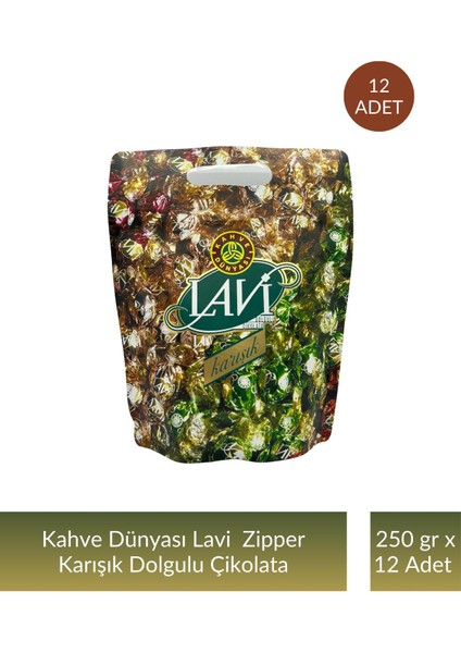 Zıpper Lavi Karışık Çikolata 250 gr x 12 Adet