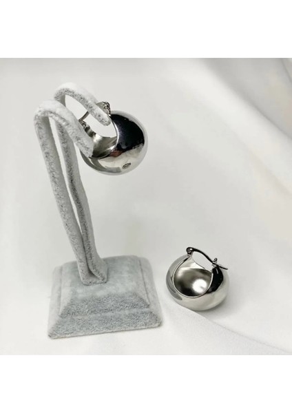 Silver Gümüş Rengi Büyük Top Küpe fırsatları