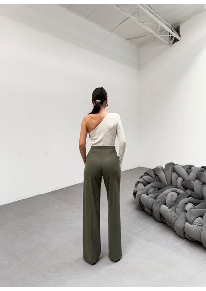 230 gr Poly Viscose Lycra Metal Düğme Palazzo Pantolon