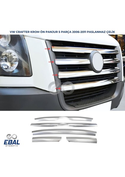 Vw Crafter Krom Ön Panjur 5 Prç. 2006-2011 Arası P.çelik