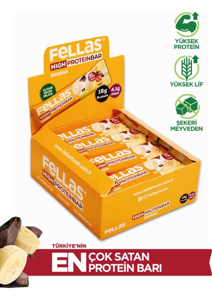 Yüksek Protein Bar - Muzlu 12 x 45 gr
