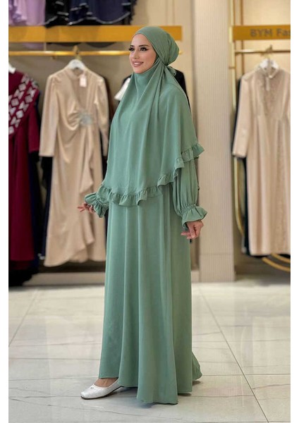 Sufleli Namaz Elbisesi 6034 Mint modelleri
