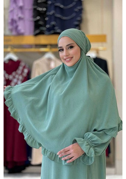 Sufleli Namaz Elbisesi 6034 Mint fırsatları