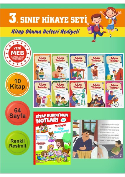 3.sınıflar Için Okumayı Sevdiren 10 Lu Hikaye Seti 4 (Kitap Okuma Defteri Hediyeli)