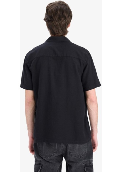 %100 Pamuk Regular Fit Yazlık Kısa Kollu Siyah Gömlek E0461AX25SM indirimleri