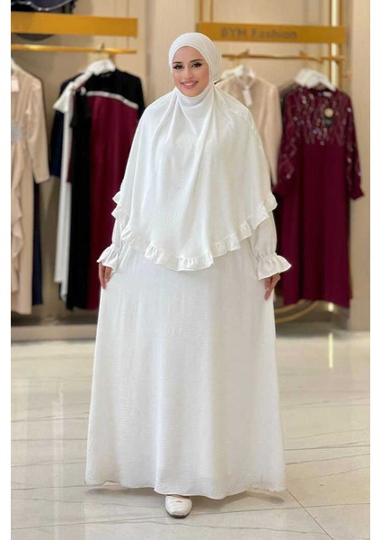 Sufleli Namaz Elbisesi 6034 Ekru