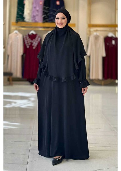 Sufleli Namaz Elbisesi 6034 Siyah