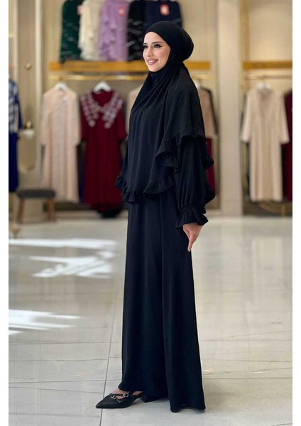 Sufleli Namaz Elbisesi 6034 Siyah modelleri