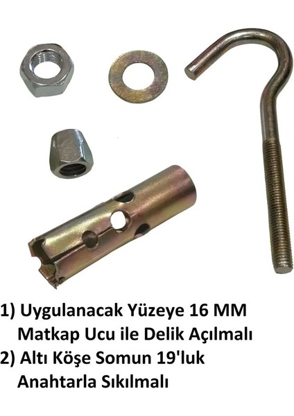 Kancalı Çelik Dübel Gömlekli Açık Ağız Kanca M12 Dübel fırsatları