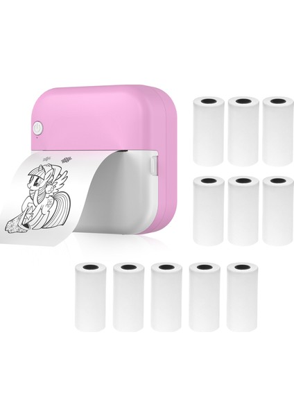 Mini Termal Yazıcı - Taşınabilir Bluetooth, Mürekkepsiz, Ios/android Uyumlu, 11 Rulo (Yurt Dışından)