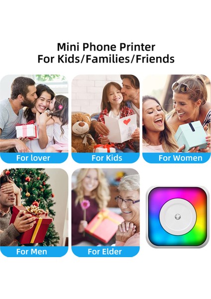 Mini Termal Bluetooth Mürekkepsiz Etiket Yazıcı Ios Android Taşınabilir (Yurt Dışından)