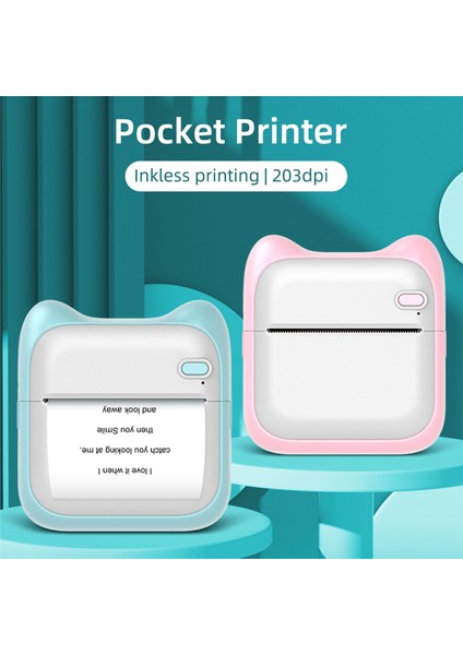 Mini Termal 203DPI Kablosuz Bt Taşınabilir Etiket Yazıcı 10 Rulo Hediyeli (Yurt Dışından)