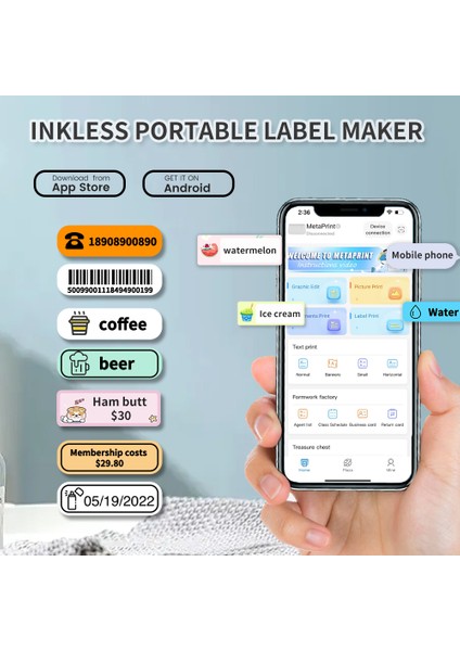 D11 Kablosuz Bluetooth Termal Taşınabilir Etiket Yazıcı - Android ve Ios (Yurt Dışından)