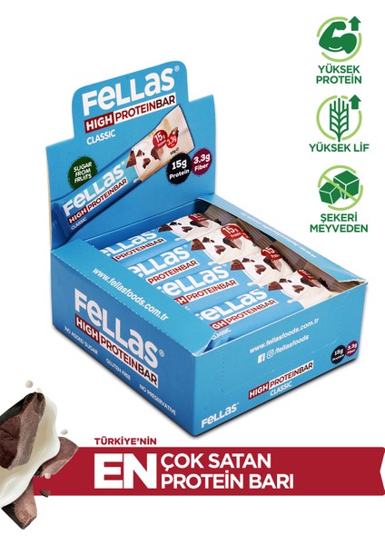 Klasik Yüksek Protein Bar 45 g x 12 Adet