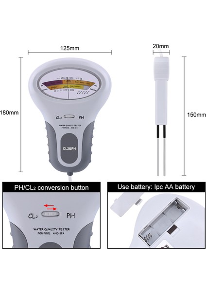 2'si 1 Arada Ph ve Cl2 Havuz ve Spa Test Cihazı (Yurt Dışından)