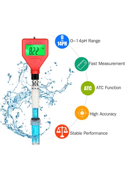 0-14 Ph Aralıklı 1.5 Inç Yeşil LCD Ekranlı Su Ph Metre - Bira Üretimi, Laboratuvar ve Su Ürünleri Için (Yurt Dışından) modelleri