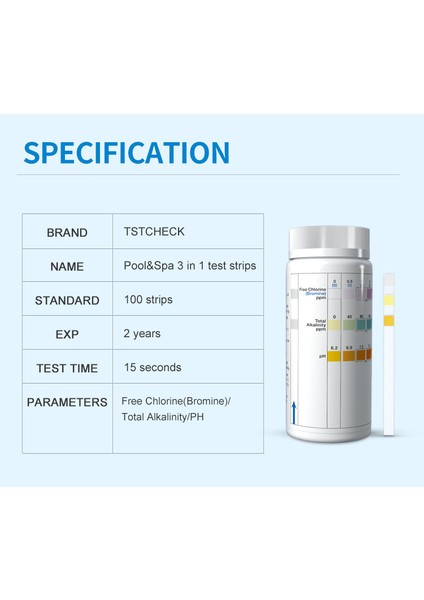 3'ü 1 Arada Hızlı Has Havuz ve Spa Test Şeritleri - Brom, Ph, Klor 100 Şerit (Yurt Dışından) modelleri