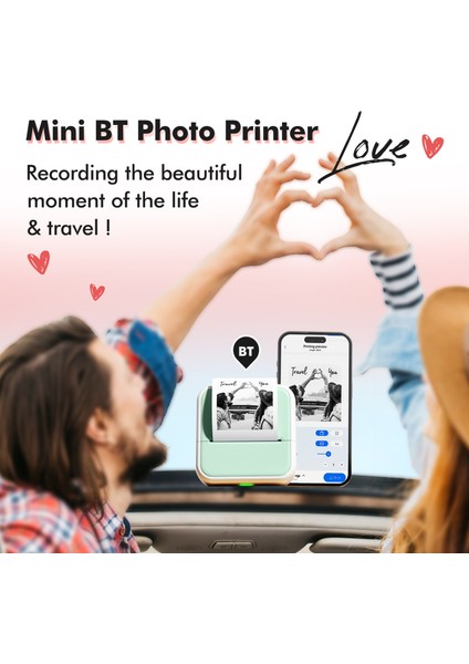 Mini Cep Termal Bluetooth Yazıcı - Android Ios Uyumlu Etiket ve Fotoğraf Basma (Yurt Dışından)