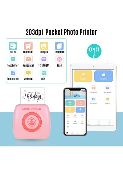 Kablosuz Cep Termal Yazıcı 203DPI Fotoğraf Android Ios Uyumlu (Yurt Dışından) indirimleri