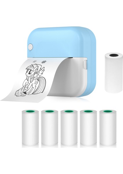 Mini Termal Bluetooth Yazıcı - Ios Uyumlu, Mürekkepsiz (1+5 Kağıt Rulo) (Yurt Dışından)