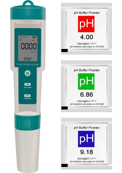 7'li 1 Arada Yüksek Hasiyetli Dijital Su Test Cihazı - Ph, Tds, Ec, Sıcaklık (Yurt Dışından)