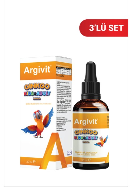 Ginkgo Kids & Adult Damla 3'lü Paket 30 ml (Ginkgo Biloba)