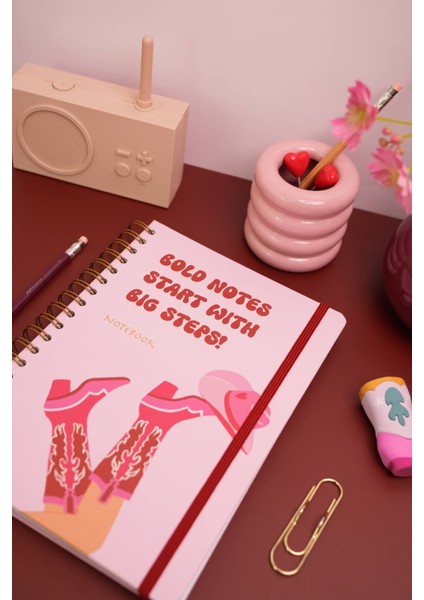 B5 17X24 cm Spiralli Lastikli Noktalı Tarihsiz Not Defteri Çizme