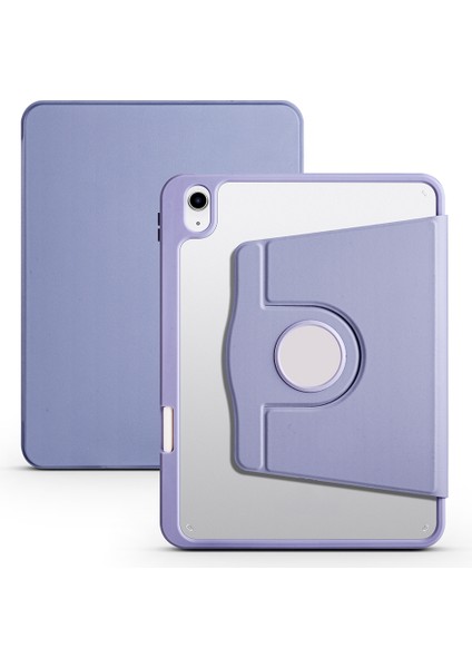 iPad 11.nesil 2025 Kılıf Termik Kalem Bölmeli Dönebilen Standlı Kılıf - Lavendery Gray